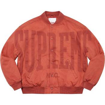 Supreme Washed Knockout Denim Varsity Takki Punainen | FI438PQ